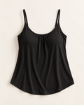 Black Everyday Tank with built-in bra laid flat on a light background