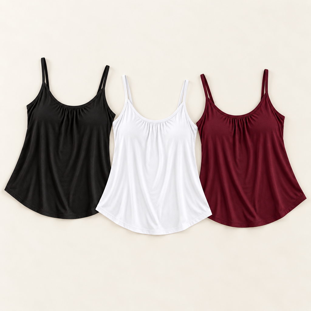 Everyday Tank in Black, White and Burgundy