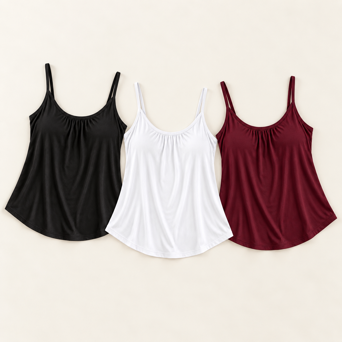 Everyday Tank in Black, White and Burgundy